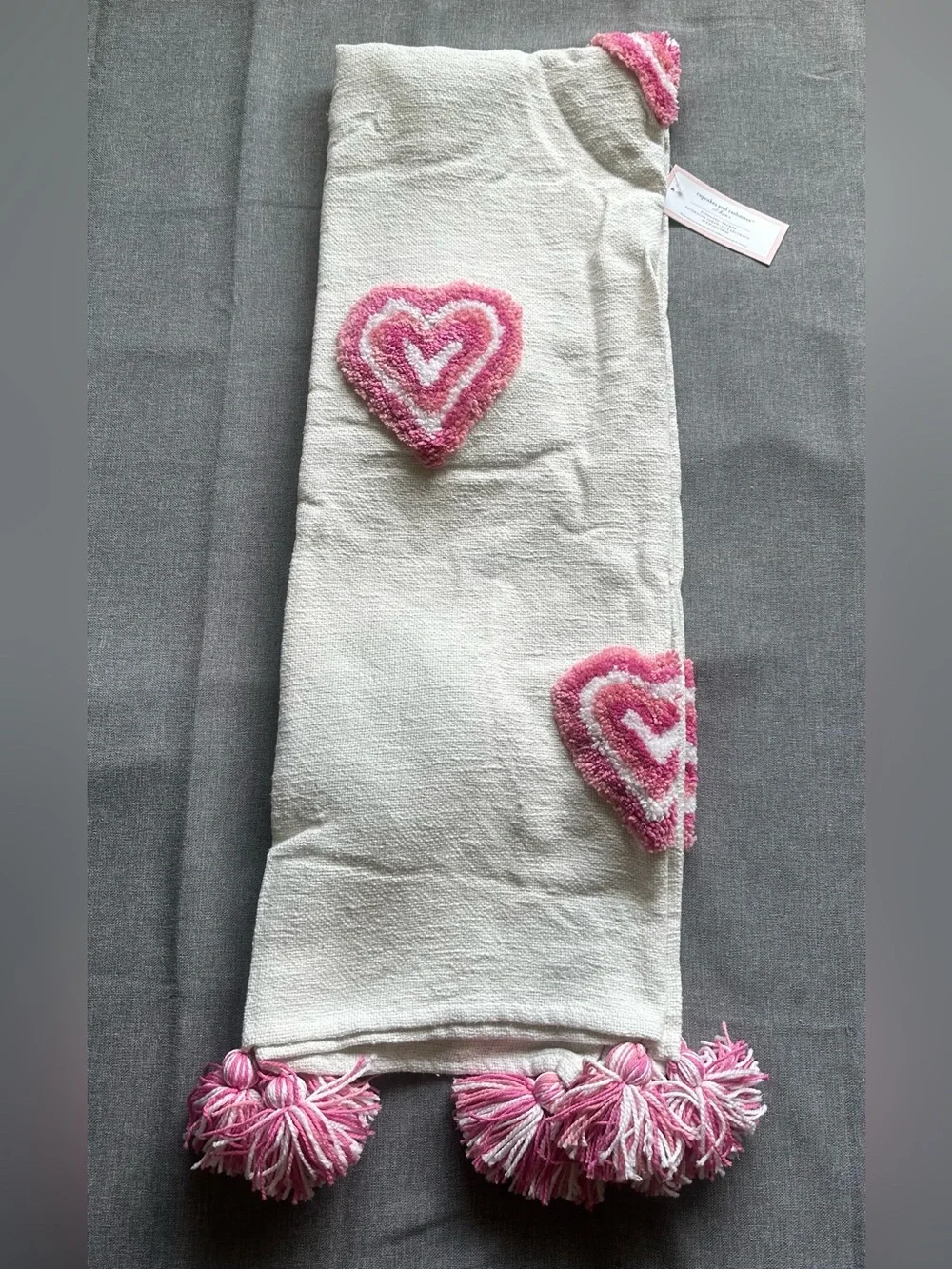 Cupcakes & Cashmere Groovy Tufted Hearts Tassel Throw Blanket